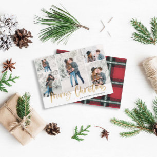 Gold Joyeux Carte photo de Noël Cinq photos