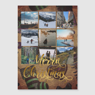 Gold Joyeux Noël Photo Collage Magnet cadeau