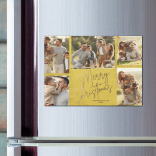 Gold Joyeux Noël Photos Carte magnétique jaune