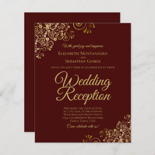 Gold Lace Auburn Réception de mariage Invitation B