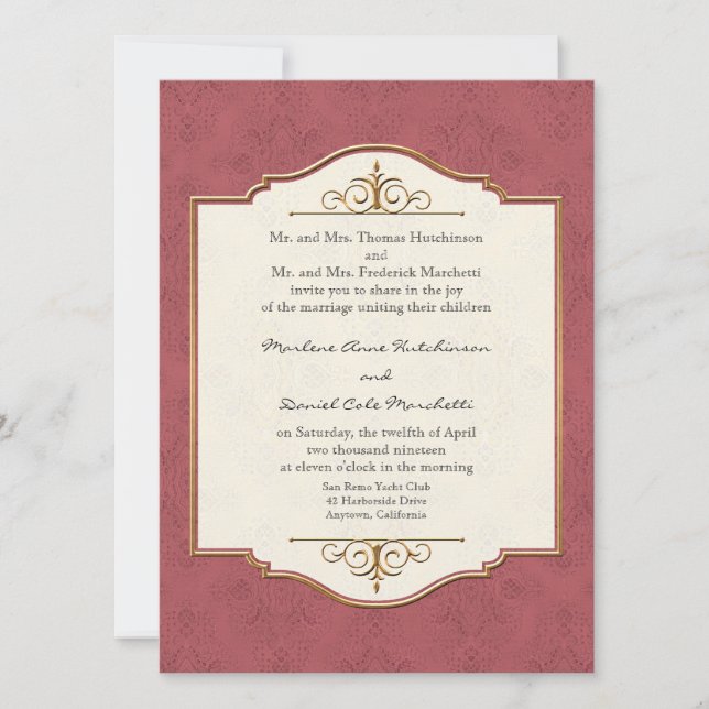 Gold & Lace Classic Formal Élégant Invitation de m (Devant)