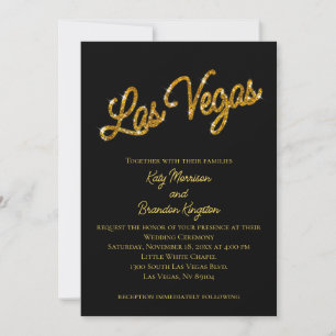 Gold Las Vegas Sparkles Faire-part de mariage