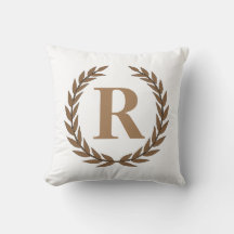 Gold Laurel Wreath Personnalisé Coussin initial