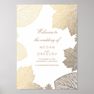 Gold Leaves Fall Wedding Welcome Sign Poster