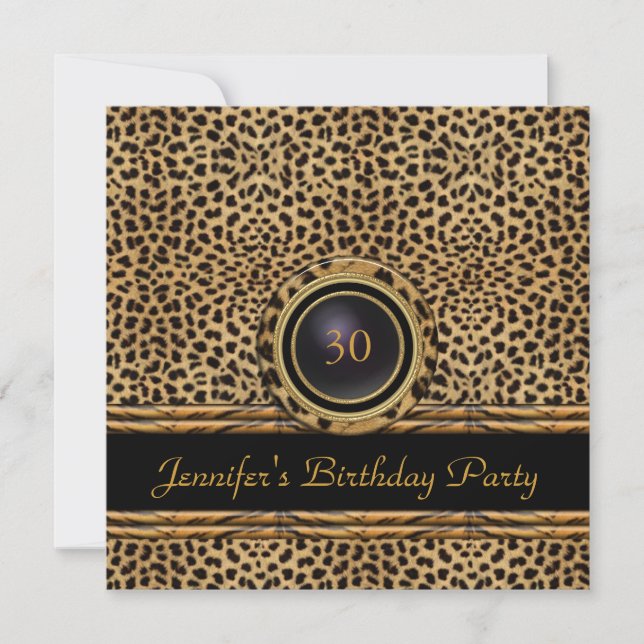 Gold Leopard Invitation en rotin 30e anniversaire (Devant)