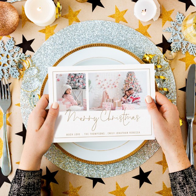 Gold Line 2 Script photo Joyeuse carte de Noël (Créateur téléchargé)