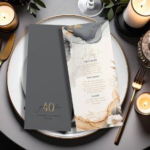 Gold Line Floral 40th Anniversary Menu ID1169