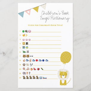 Gold Lion Livre Emoji Pictionary Baby shower Jeu