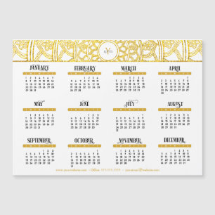 Gold Lotus Monogram Business Calendar 2023