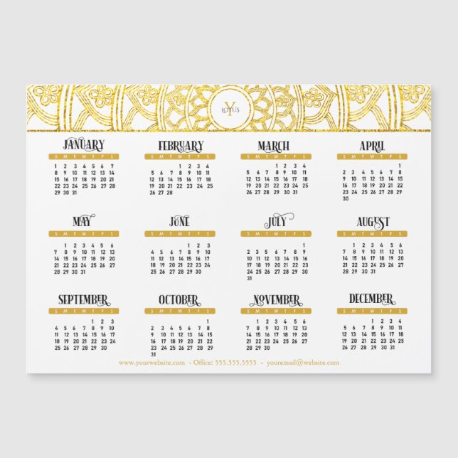 Gold Lotus Monogram Business Calendar 2023 (Devant)