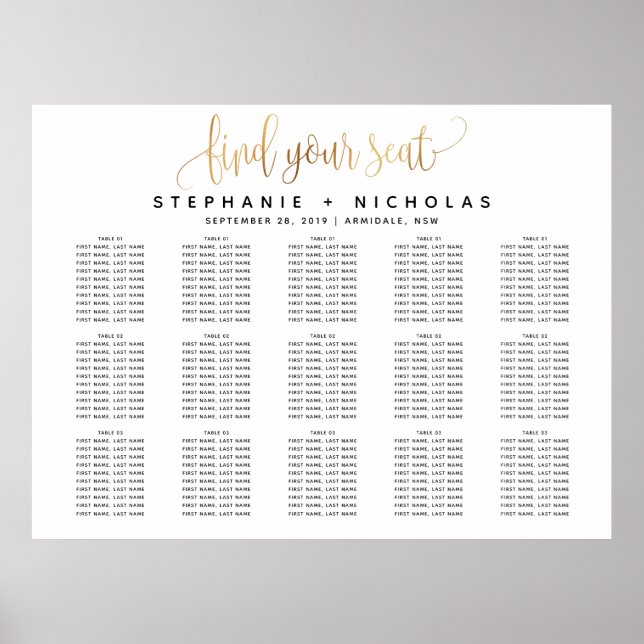Gold Lovely Script Typographie Mariage Poster (Devant)