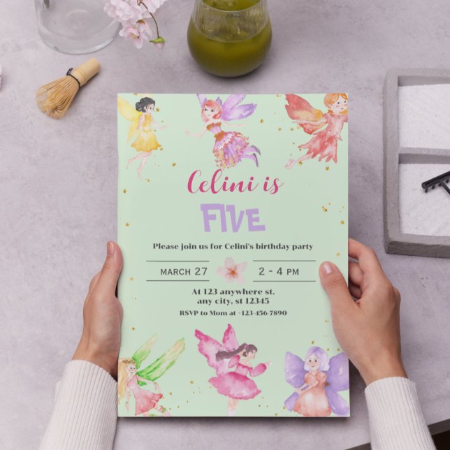 Gold Magical Fairy Invitation Anniversaire (Gold Magical Fairy Birthday Invitation)