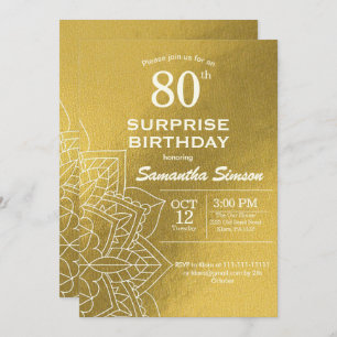 Gold Mandala 80e anniversaire Invitation