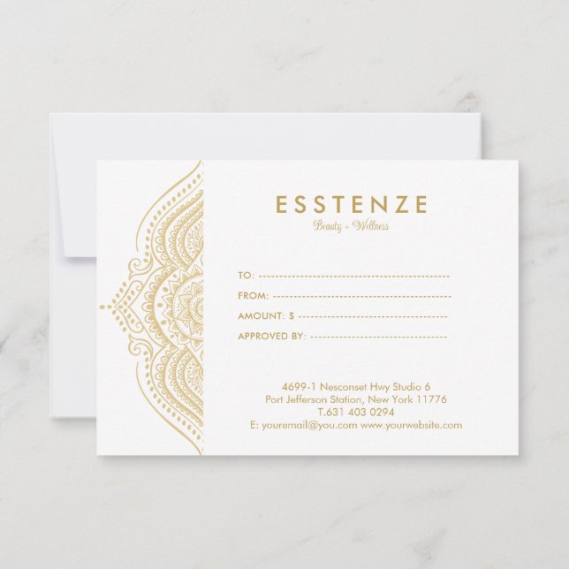 Gold Mandala Conception de certificat cadeau (Dos)