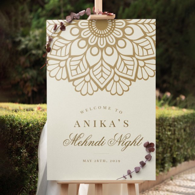 Gold Mandala Indian Mehndi Affiche de bienvenue de (Créateur téléchargé)