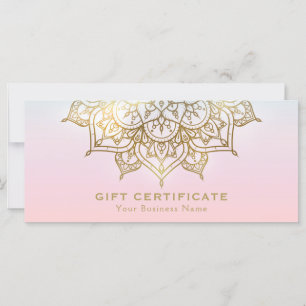 Gold Mandala Peach Moderne Certificat cadeau Pink