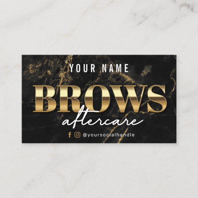 Gold Marble Luxury Brows Carte de soins postérieur (Devant)
