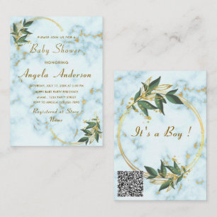 Gold Marble QR Code bébé garçon douche Invitation