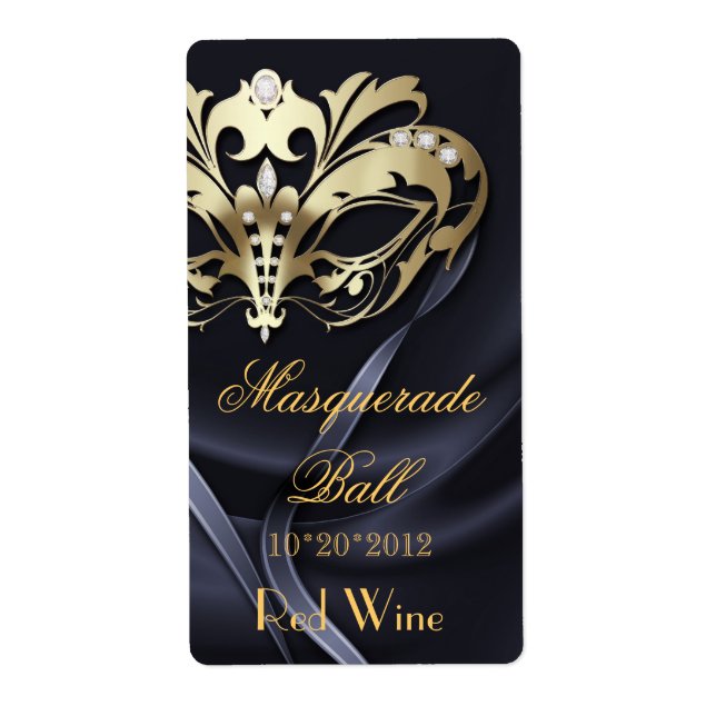 Gold Masquerade Black Jewel Vin Étiquette (Devant)