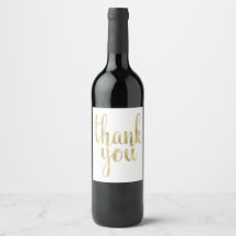Gold merci étiquettes de vin, feuille