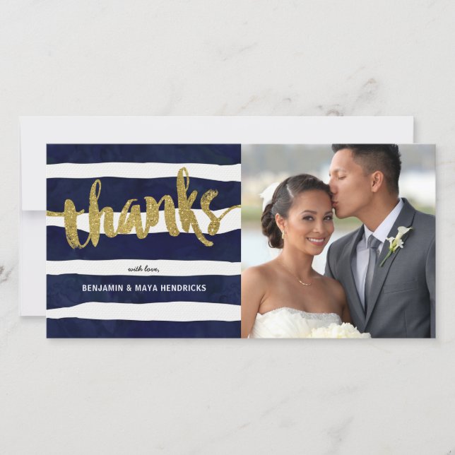 Gold Merci Mariage rayé Merci photo (Devant)
