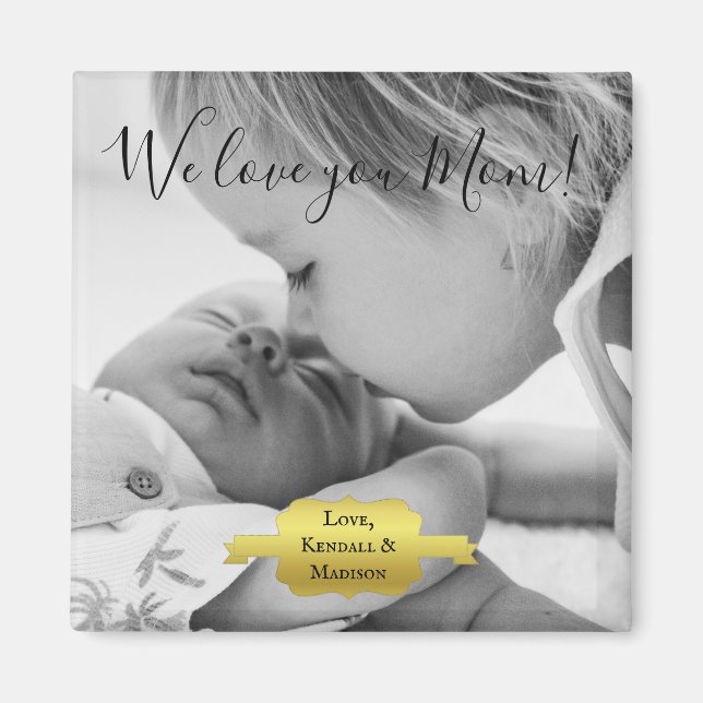 Gold Minimalist Photo Mother's Day Magnet (Devant)
