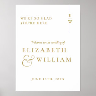 Gold Modern Elegant Monogram Mariage Affiche de bi