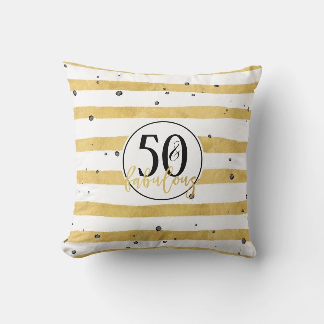 Gold moderne 50 & Fabuleux Coussin Confetti Annive (Recto)