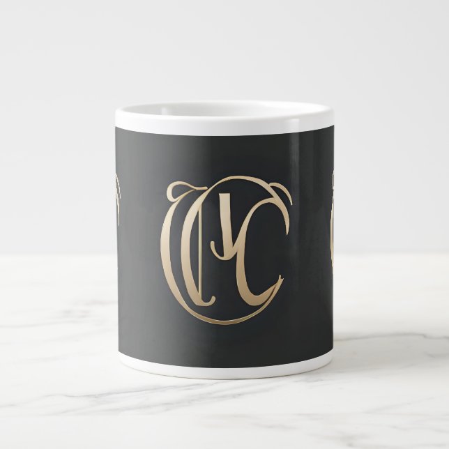 Gold Monogram Initial Mug - Personalized Gift (Devant)