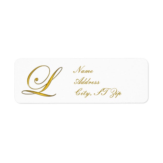 Gold Monogramme L Customisé Étiquettes d'adresse d (Devant)