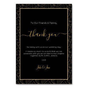 Gold monstera feuille Mariage merci Table Card