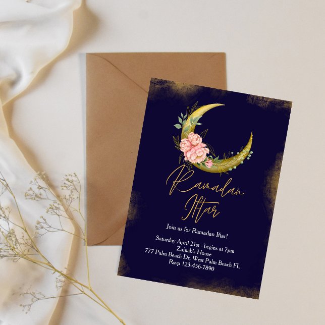 Gold Moon Elegant Ramadan Iftar Invitation (Créateur téléchargé)