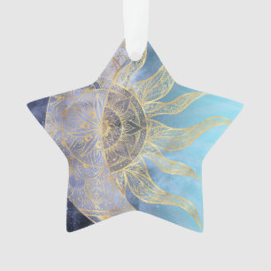 Gold Moon Sun Mandala Celestial Design