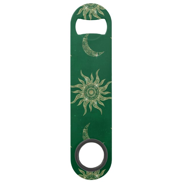 Gold Moon Sun Mandala Green Motif (Devant)