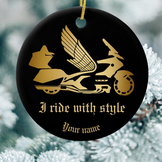 Gold Motorcycle Ailes ornement de Noël (Créateur téléchargé)