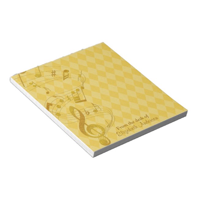 Gold Music Notes Bloc-notes personnalisé Harlequin (Incliné)