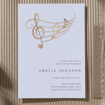 Gold Music Notes Classy Minimal Concert Invitation