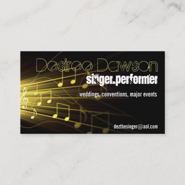 gold music notes music carte de visite (Devant)
