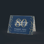 Gold Navy Blue 80th Birthday Merci Parties scintil<br><div class="desc">Elégant 80e anniversaire de la fête Gold Faux Parties scintillant Confetti modèle bleu marine. Facile à utiliser et facile à personnaliser. Commandez aujourd'hui !</div>