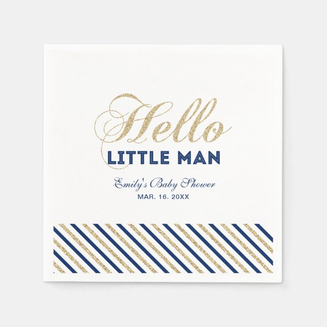 Gold & Navy | Serviette en papier moderne pour la  (Devant)