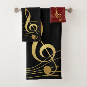 Gold Notes Music Towels - The Treble Clef :
