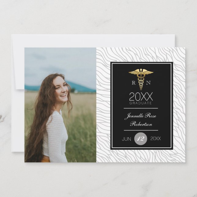 Gold Nursing Graduation | FAIRE-PART (Devant)