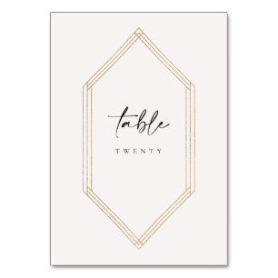 Gold Pampas Numéro de table Carte Mariage de siège