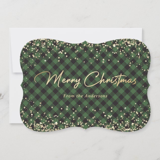 Gold Parties scintillant Buffalo vert Plaid Cartes (Devant)
