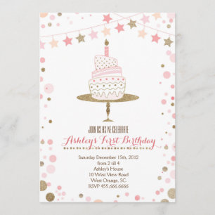 Gold Parties scintillant gâteau Invitation d'anniv