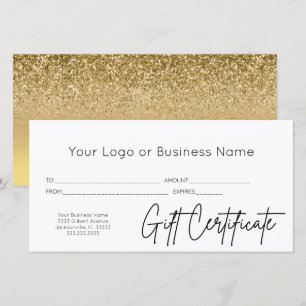 Gold Parties scintillant Script Logo Certificat ca