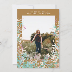 Gold Pastel Berries Carte photo de Noël