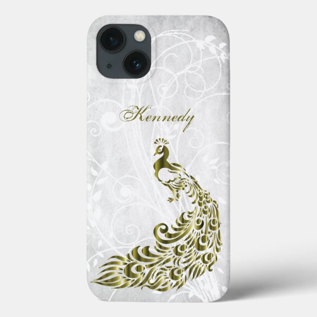 Gold Peacock Personnalisé iPhone X coque (Verso)