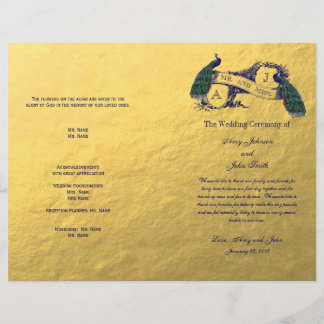 Gold Peacock Wedding Programme