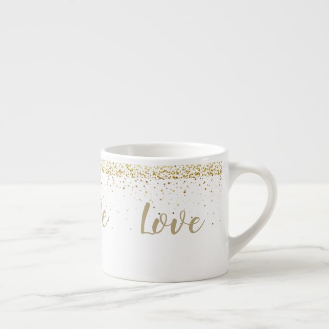 Gold Peitite Stars Love Espresso Mug (Droite)